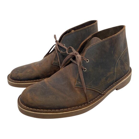 Clarks Original Men Shoes Bushacre 2 Chukka Boots Leather Beeswax Brown Size 11